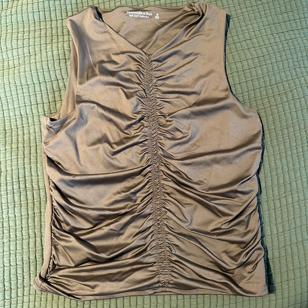 Abercrombie & Fitch Ruched Brown Tank Top